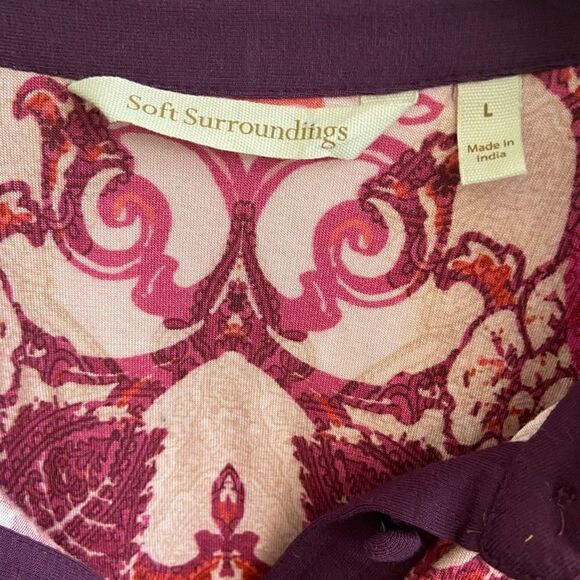 Soft Surroundings Seraphina Purple Paisley Button Long Sleeve Top - Picture 3 of 5